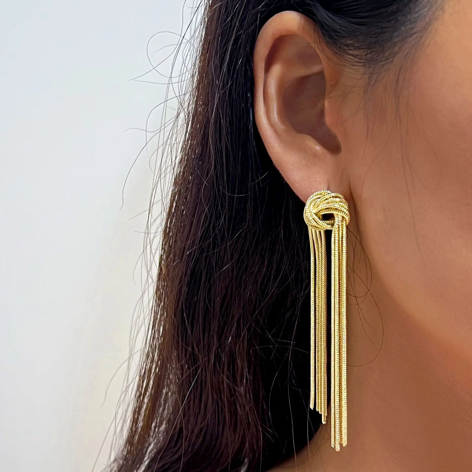 Fashion Statement Earring Long Statement Gold Color Bling Tassel Earrings For Women Female Wedding Daily Pendant Jewelry Gifts