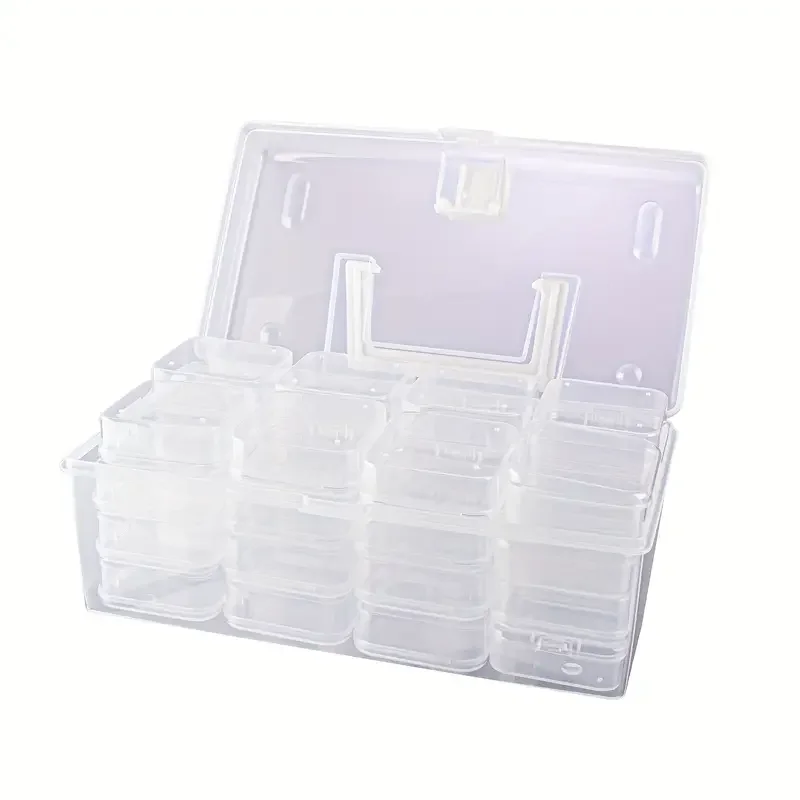 1 32 grid transparent plastic storage box portable multifunctional DIY craft and jewelry craft supplies container