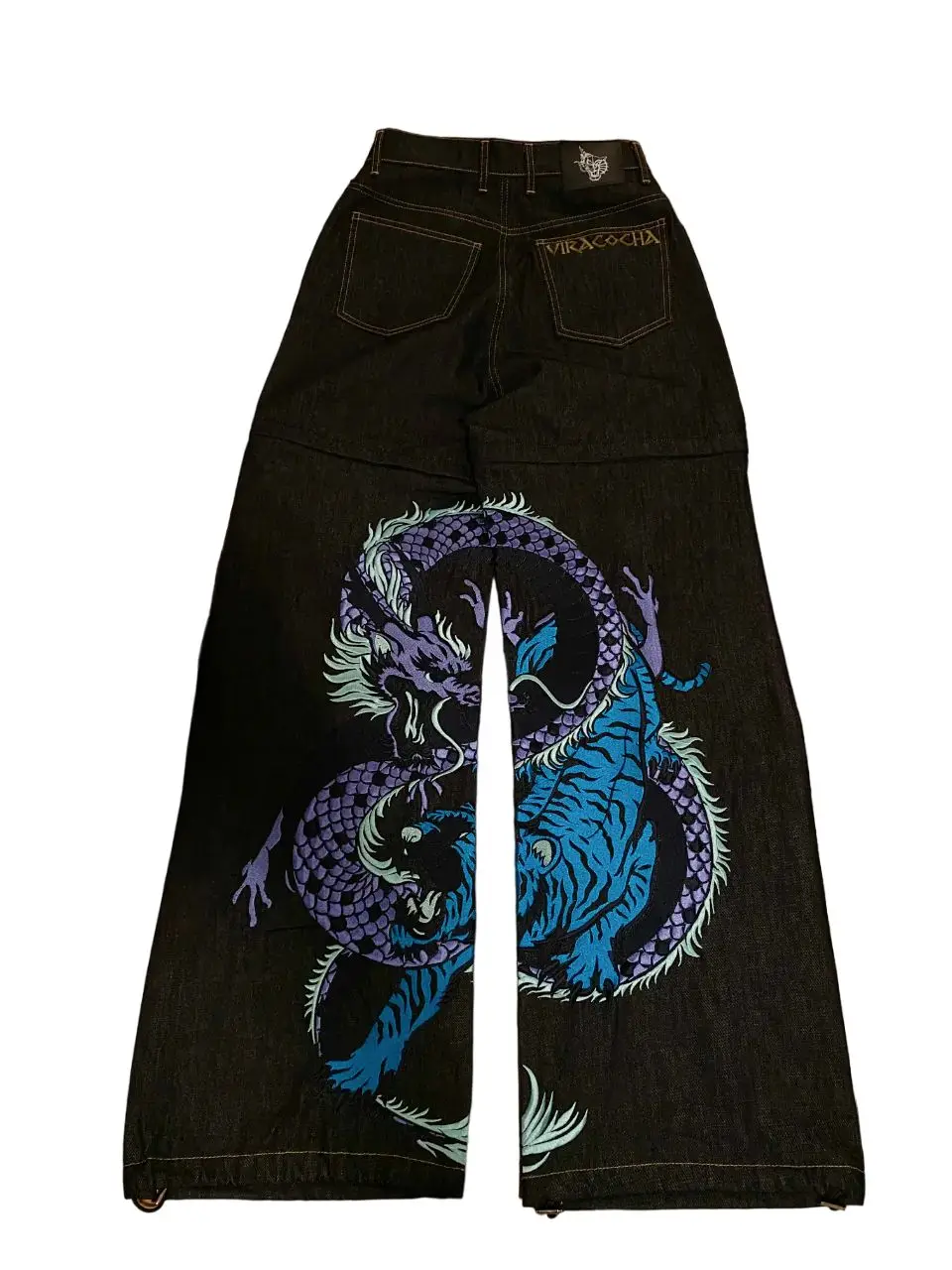 

Индивидуальные Модные мешковатые джинсы с рисунком дракона Y2k, классические прямые брюки в стиле ретро, брюки с высокой талией