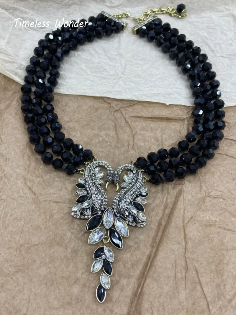 

Timeless Wonder Fancy Zircon Geo Swan Couple Necklaces for Women Designer Jewelry Goth Runway Luxury Brand Rare Gift Top 4526