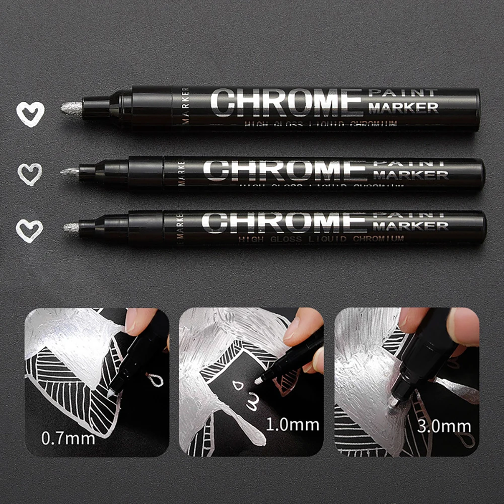 0.7/1/3mm Electroplating Chrome Mirror Marker Silver Liquid Hand-repair Chrome-plated Metal Waterproof Pen Craftwork Paint Pen mirror marker pens paint marker pen paint pen art marker pen marker pens markers pen
