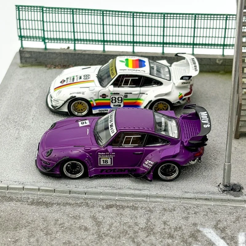 SW STAR 1:64 993 Wide-body RWB modified White Apple Status has alloy car model set 2