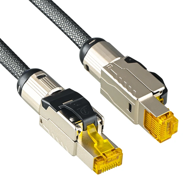 Full Shielding High Purity Pure Silver Core Ethernet Cable Cat 7 Cat 8  40Gbps 2000MHz Speed