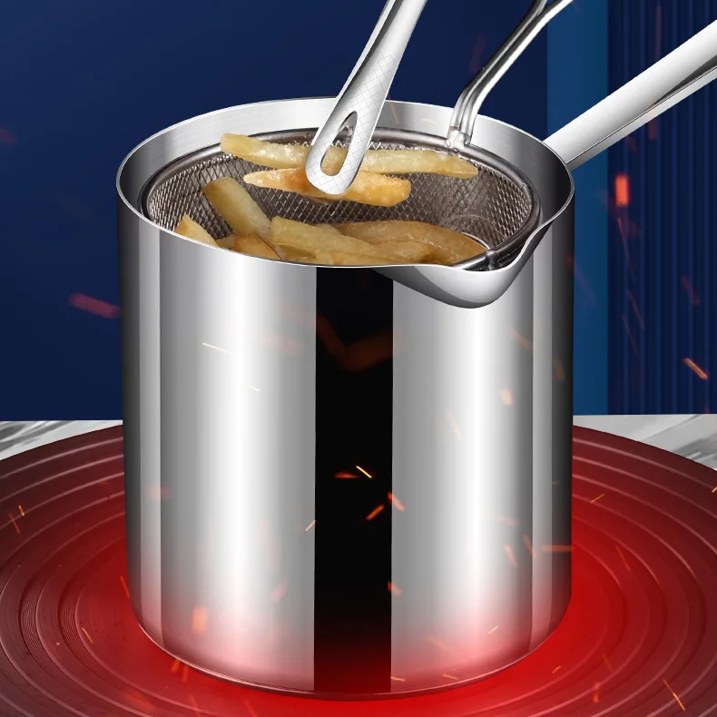 New Deep Fryer 304 Stainless Steel Fryer With Frying Basket Auxiliary Food Pot To Deepen Japanese Milk Pot For Deep Fryer