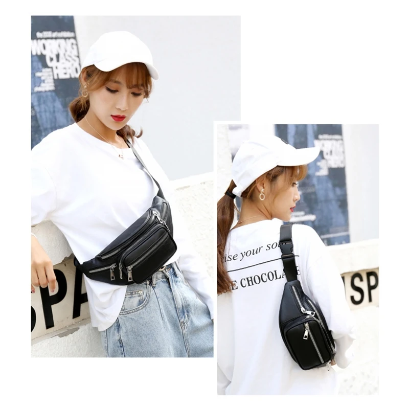 Multi Zipper Pockets Fanny Pack Lightweight Adjustable Strap Hip Waist Bag