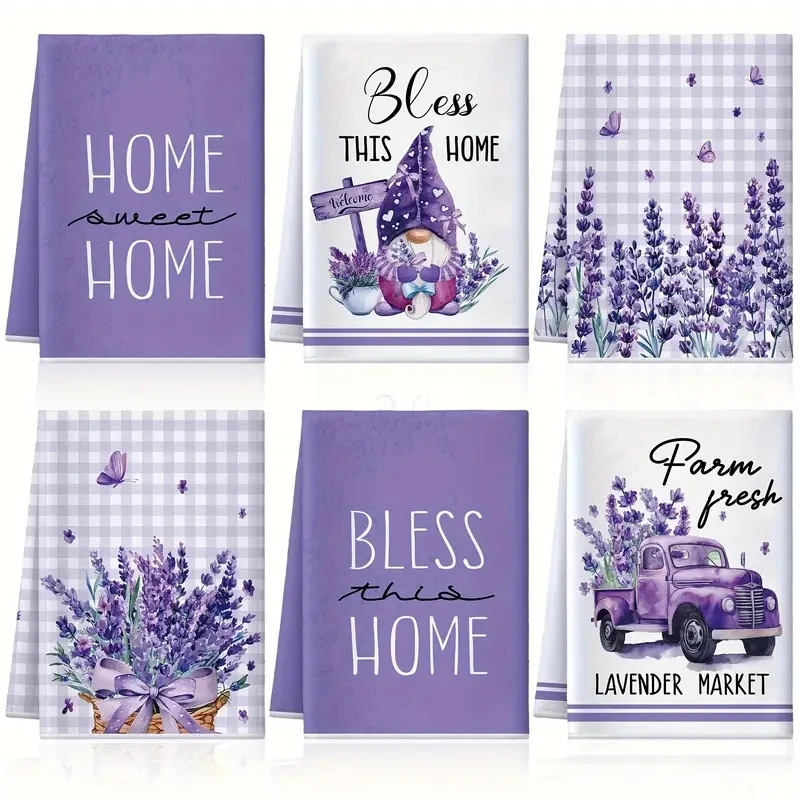 6-pack Valentine's Day lavender napkins 40 * 60cm flat and stain resistant for dining and kitchen use