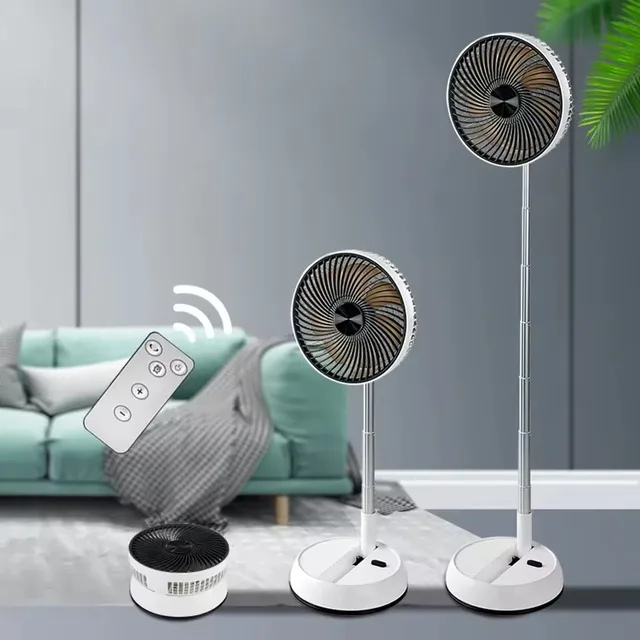 Portable Folding Fan 6000mAh USB Remote Control Air Cooler Silent Rechargeable Wireless Floor Standing Fan For Outdoor Home 2