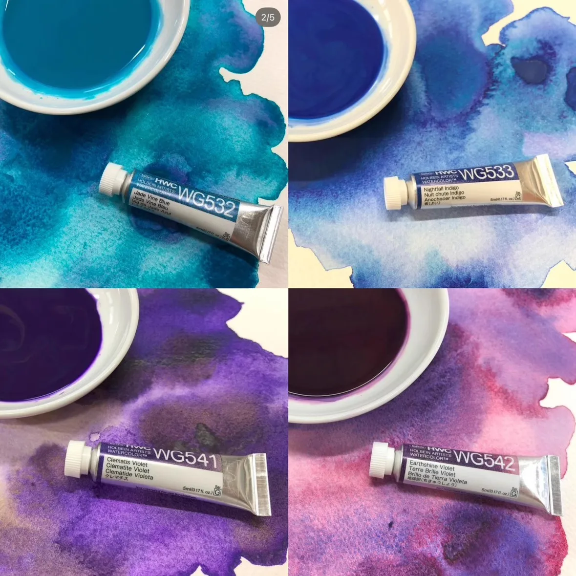 new  Holbein Artist Watercolor Paint 5ml  Granulating Color Tubular Opaque Акварель Professional Beginner Painting Supplies 6