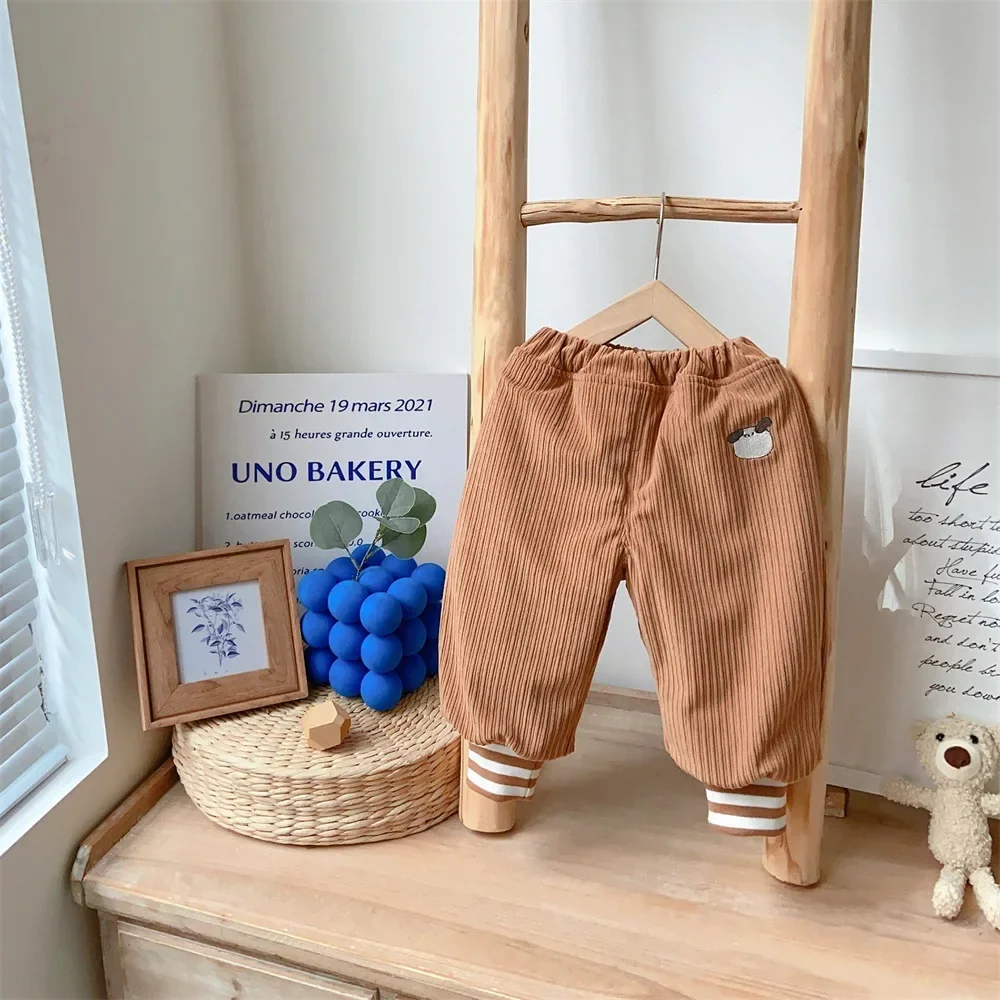 

2023 New Arrival Kids Baby Boys girls Winter Thickened Fleece-lined Corduroy Harem Pants, Ideal Outdoor Clothing for Babies