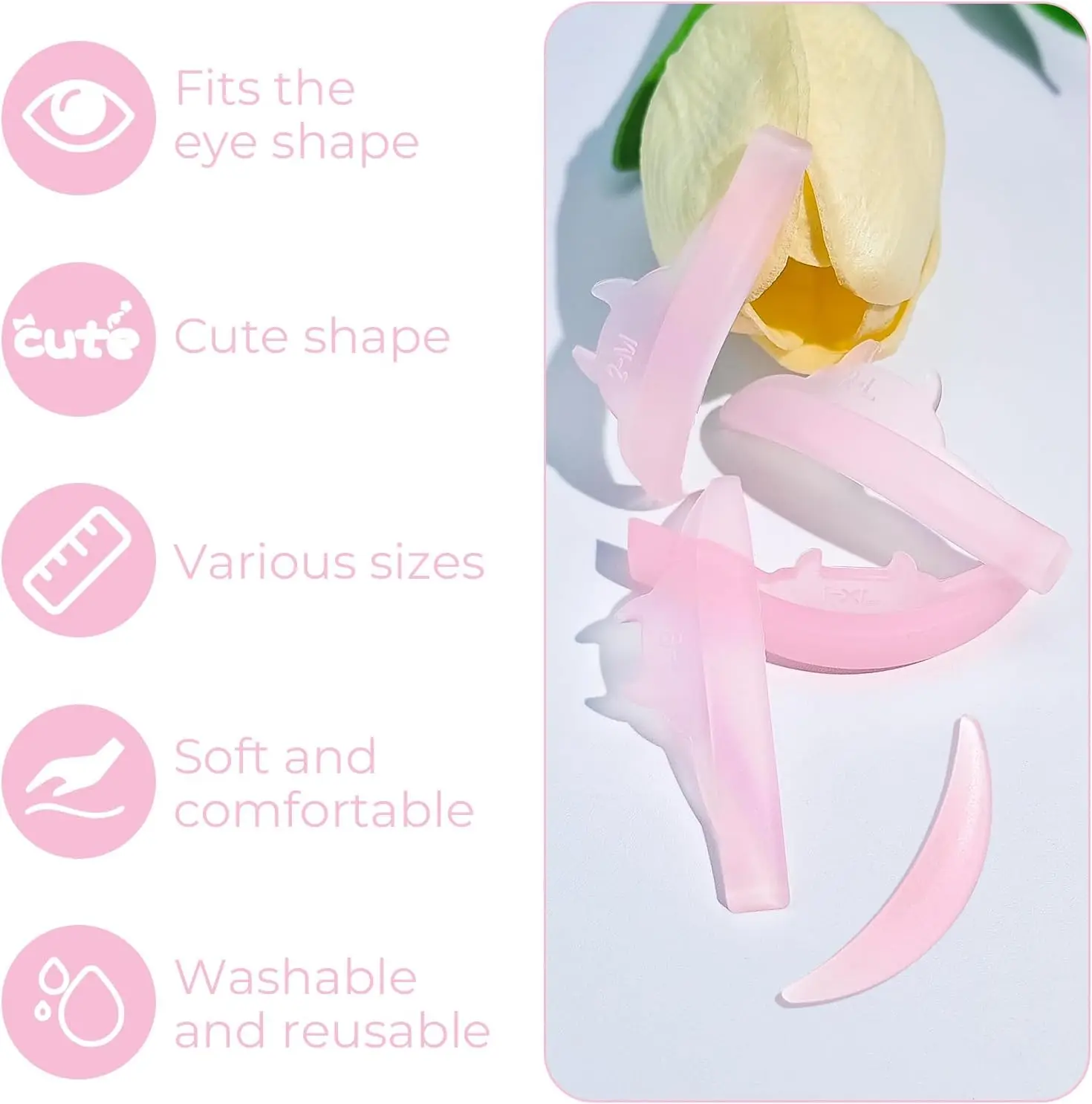 리뷰티 5쌍 L컬 실리콘 속눈썹 리프트 패드 (하부 속눈썹 컬러 포함) 재사용 가능한 속눈썹 리프트 쉴드 (속눈썹 리프트 및 컬링용)