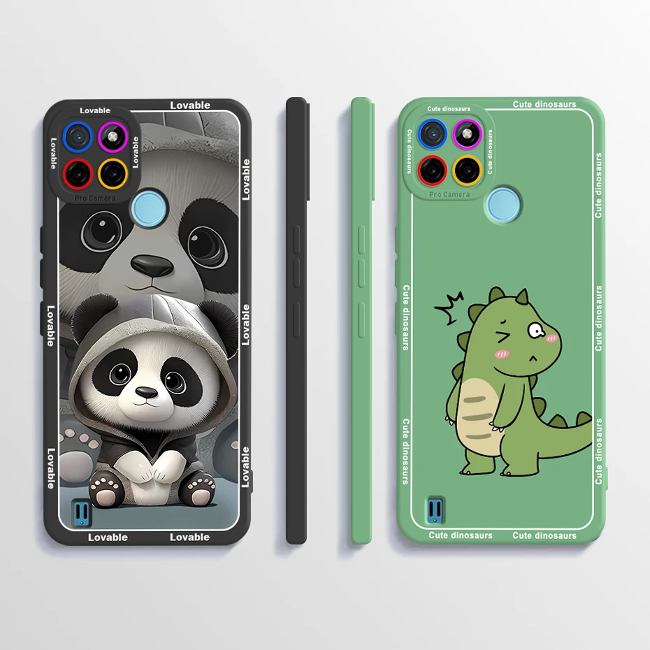 Чехол для Realme C21Y чехол RealmeC21 Y Cute Panda, мягкая задняя крышка из жидкого силикона для Realme C21 C 21 Y C25Y