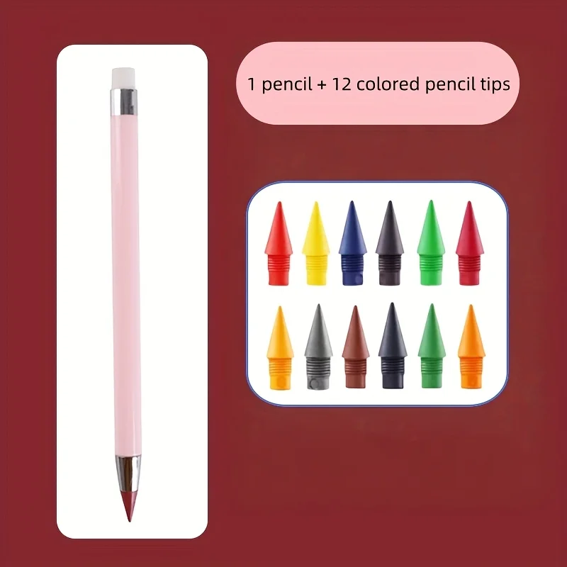 Vibrant 12-Color No-Sharpen Colored Pencils Set with Built-in Erasers – Perfect for School, Drawing & Writing