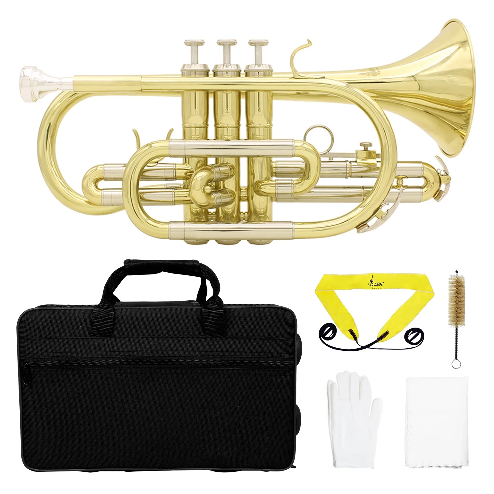 SLADE LDS830 Bb Cornet Gold Plated Cornet Horn Professional Brass