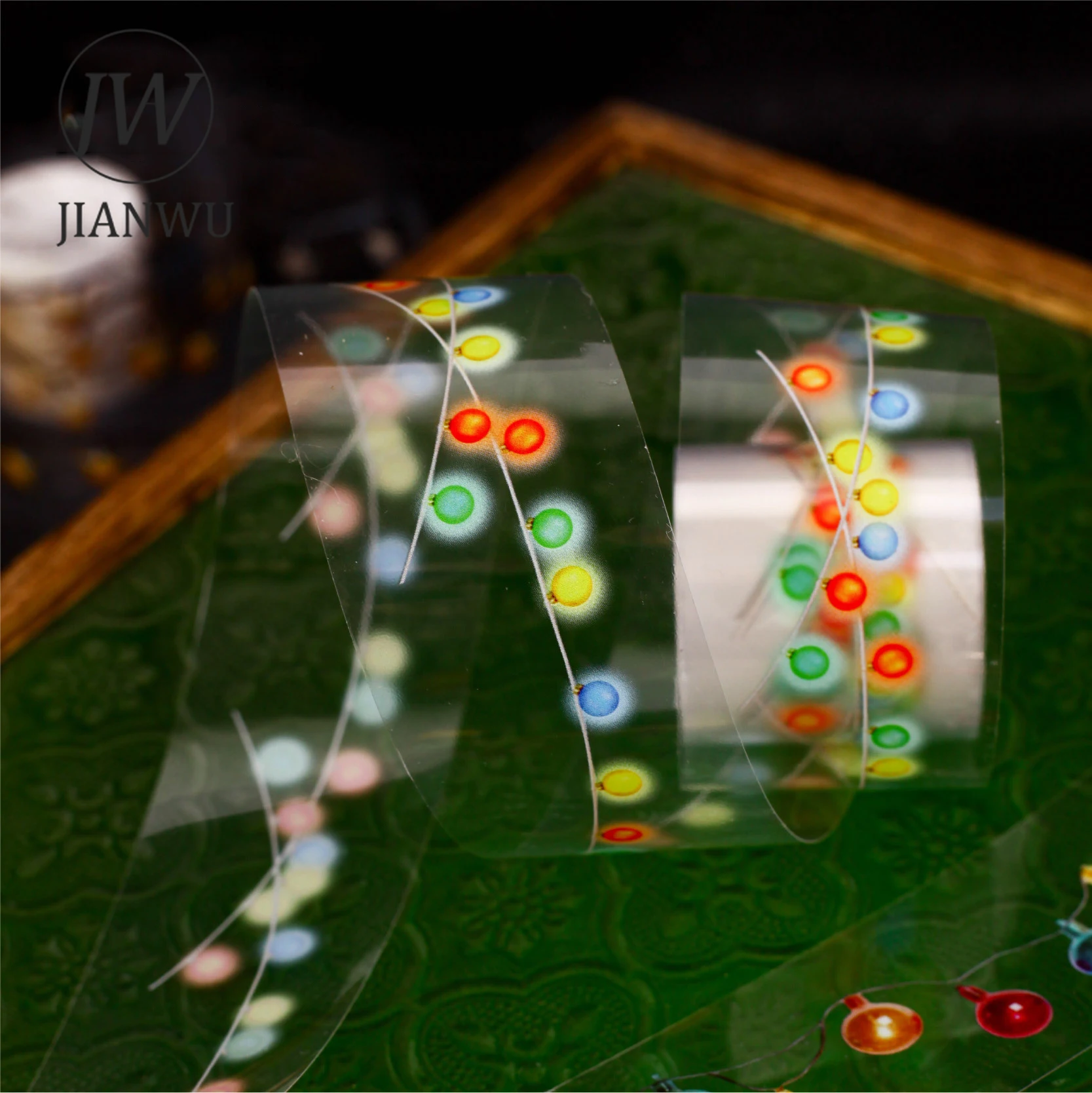 JIANWU 다채로운 스트링 라이트 시리즈 빈티지 스타 라이트 풍경 재료 콜라주 스크랩북 PET 테이프 크리에이티브 저널 문구