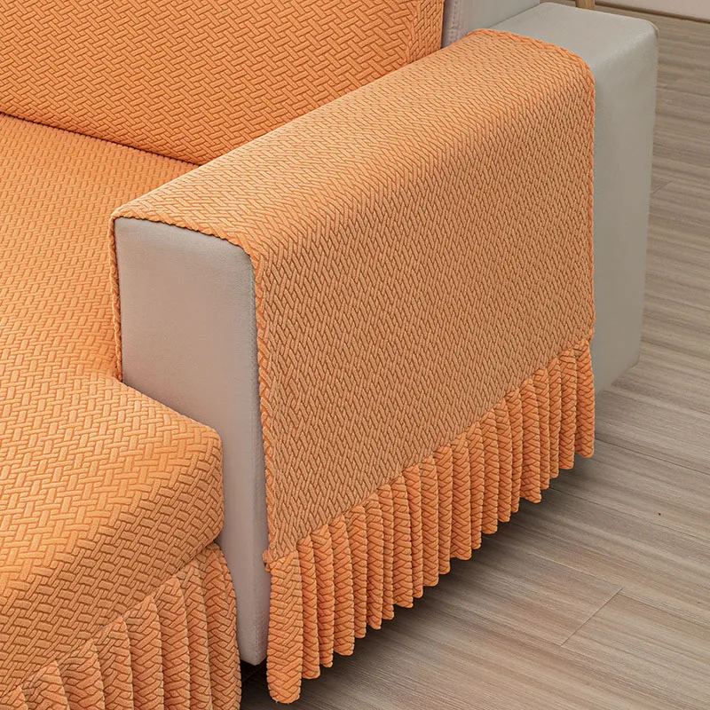 Stretch Jacquard Armrest Covers Spandex Armrest Cover for Chair/Sofas, Furniture Protector Armchair Slipcovers for L-shape Sofa 5