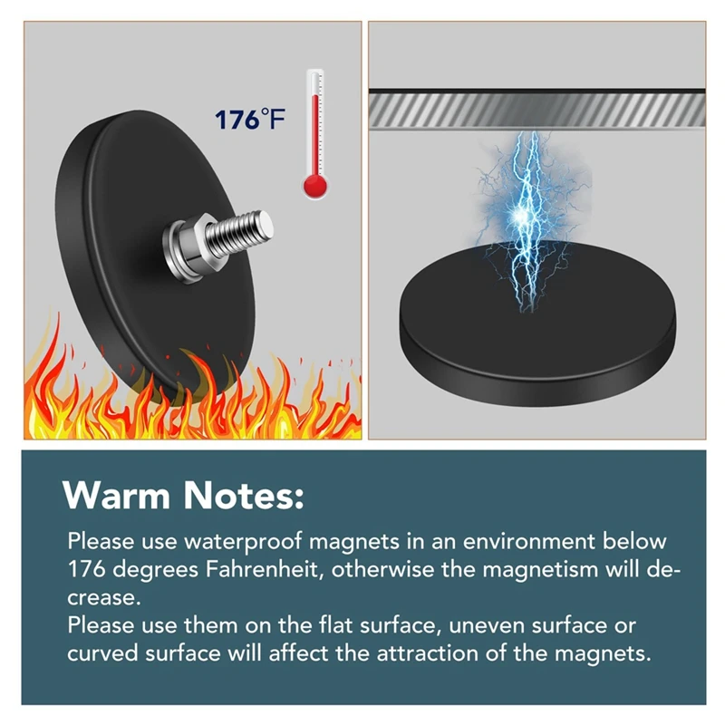 Rubber Coated Magnets,22LBS Neodymium Magnet Base With M6 Threaded Magnet With Bolts And Nuts,Strong Magnets Hold