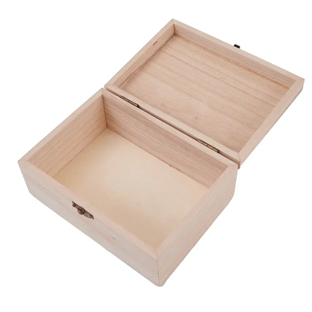 Plain Wooden Clamshell Jewelry and Storage Box