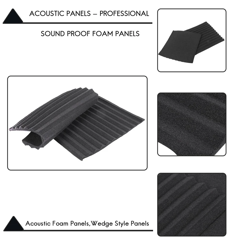 Acoustic Foam Sound Absorption Panels - Orange and Black (12 Pieces)