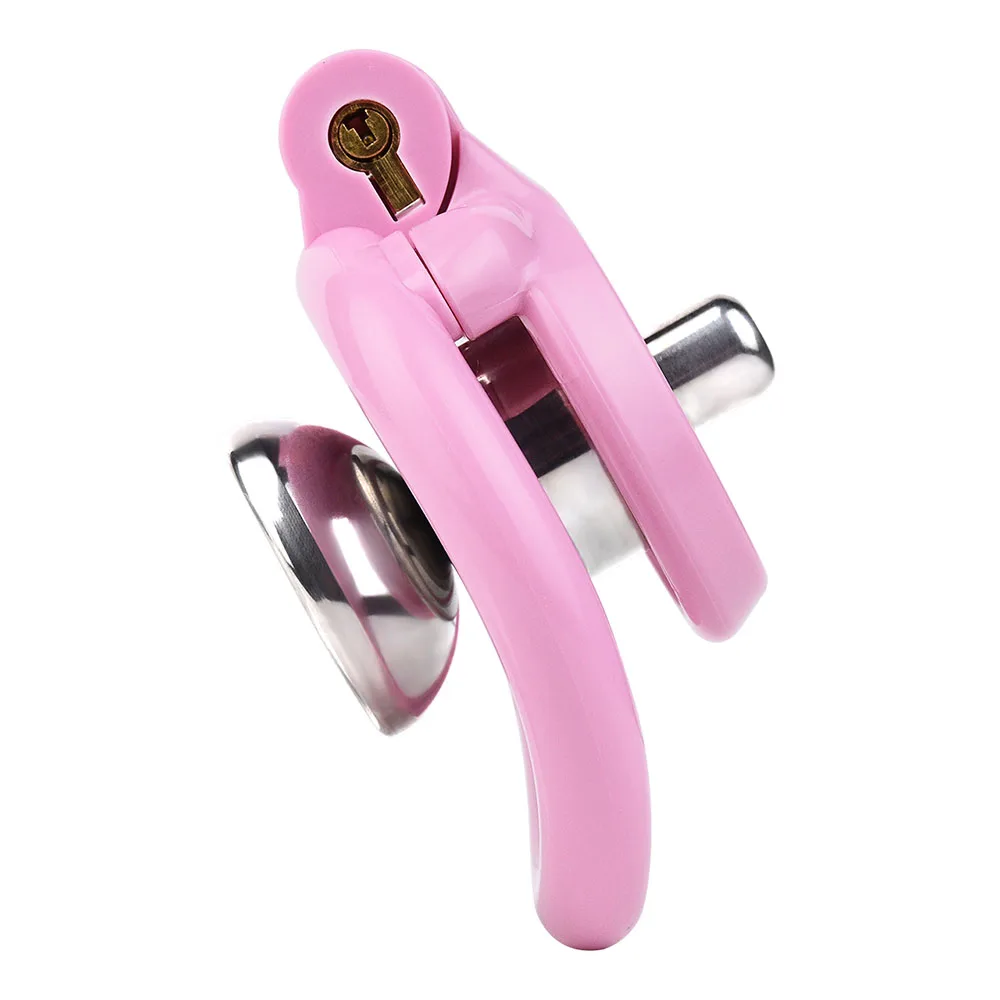 FRKO ABS Pink Flat Chastity Cage Abstinence Anti-Cheating Chastity 정조대 Men's Penis Cage with 4 Size Rings Sissy Male Sex Toys 18