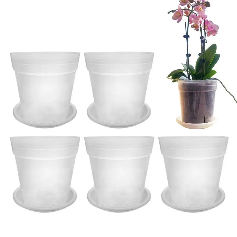 

Clear Pots for Plants 5PCS Gardening Pots with Drainage Holes Flower Nursery Pots Plant Pot for Cactus Flowers garden supplies