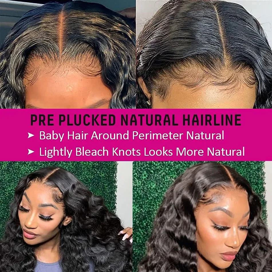 PICKU Loose Deep Wave HD Transparent 13x6 Lace Front Human Hair Wig 34Inch Water Curly Brazilian Remy 13x4 Frontal Wig For Women