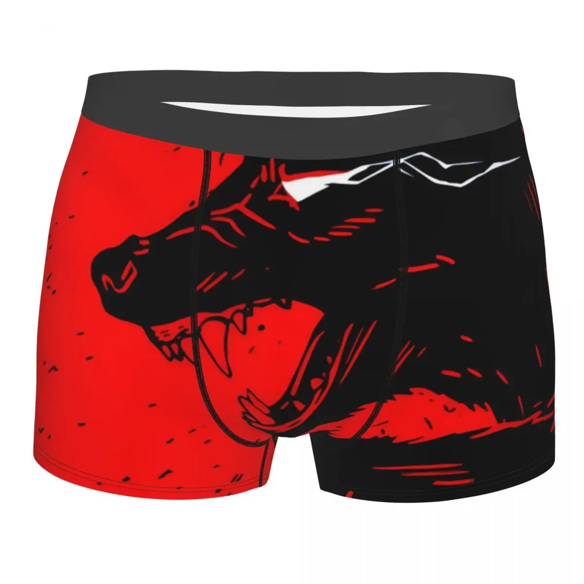 Red Devil Wolf Dog Boxer Da Uomo Slip Space Galaxy Wolf Mutande Divertenti Traspiranti Stampa Pantaloncini Idea Regalo