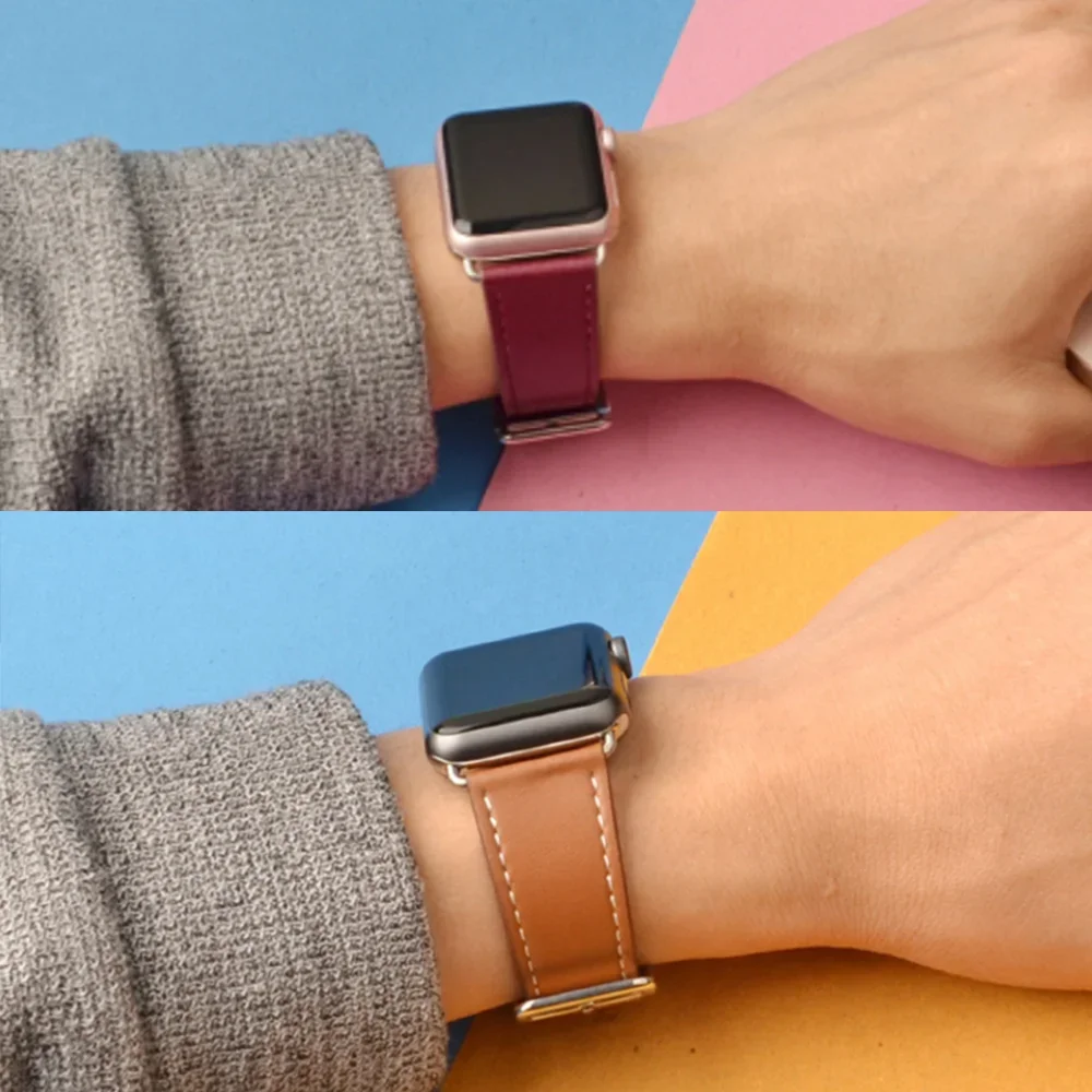 Leder-Uhrenarmbänder für Apple Watch-Armband 44 mm, 49 mm, 45 mm, 42 mm, 40 mm, 41 mm, 38 mm, Sportarmband, iWatch-Serie Ultra 9-8-7-6-5-4-3-SE – Detail 18