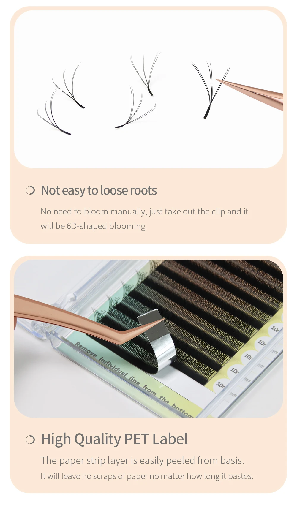 ANNAFRIS 2Tips 3D W schwarze Wimpernverlängerung, vorgefertigte Volumenfächer, natürlich, weich, 6D W-Form, automatische blühende Blüte, falsche Wimpern – Detail 7
