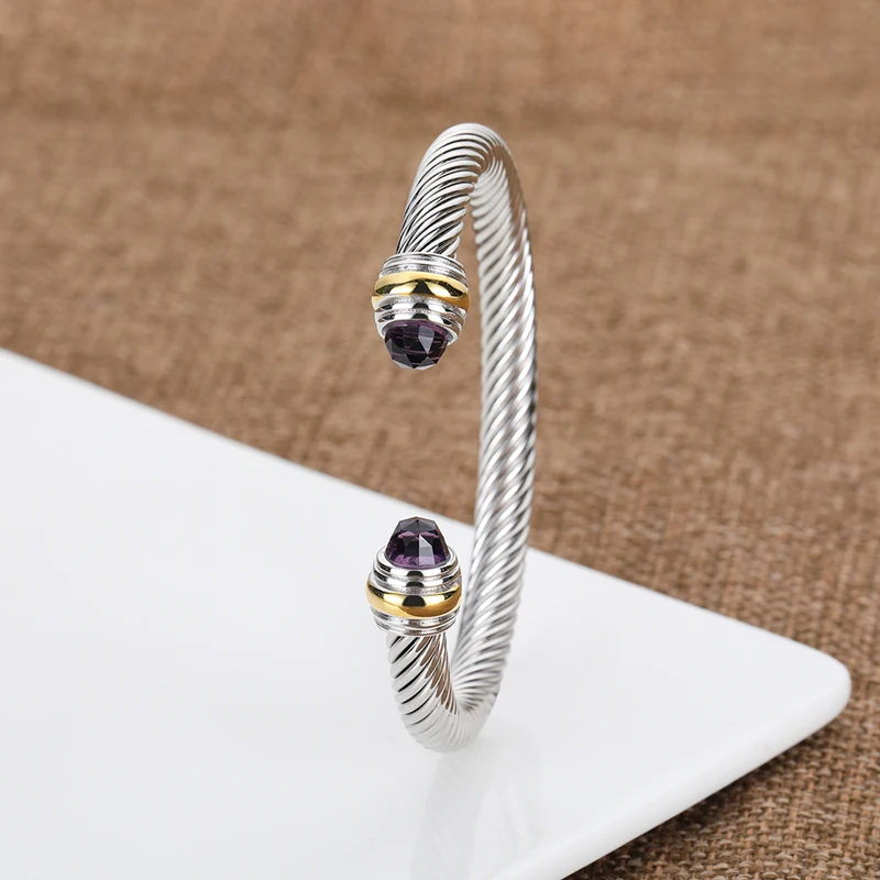 

Women Bracelet European and American Popular Woven Twisted Open Bracelet 7MM Jewelry
