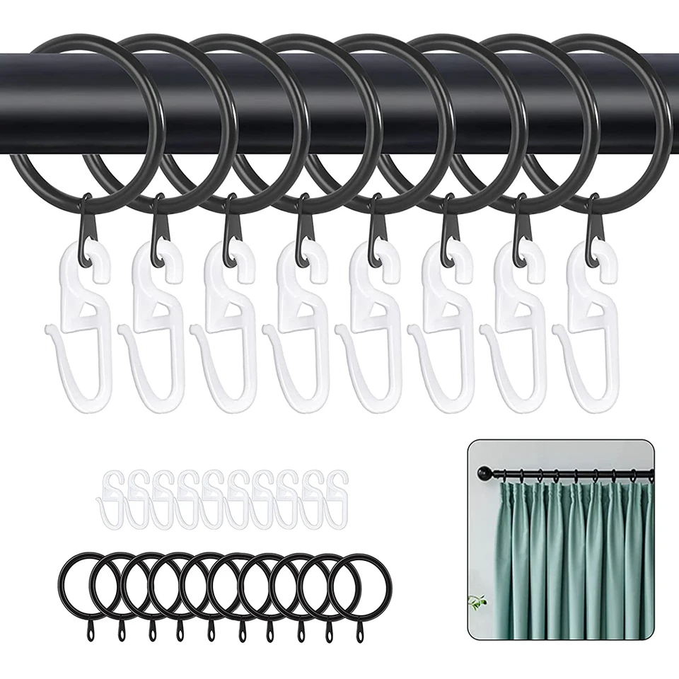 Lsgoodcare 20Pcs Clips De Rideau Avec Anneaux Blanc 2Inch