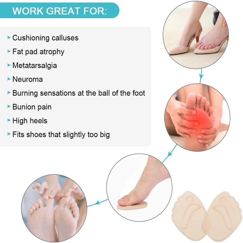 Insoles for Shoes Inserts Forefoot Pads Non-slip Sole Cushion