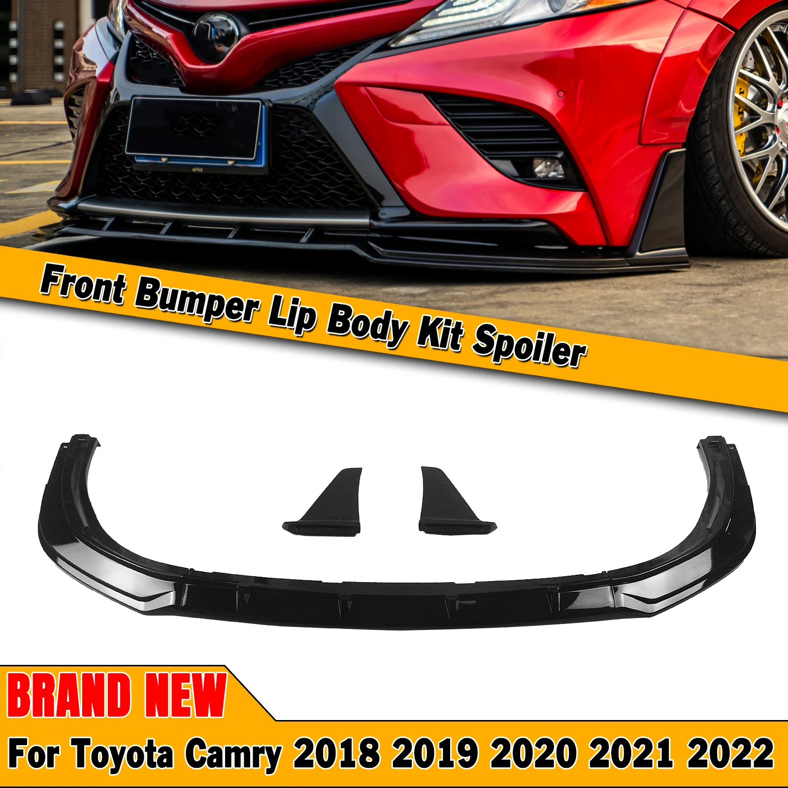 

YOFER Style Front Bumper Spoiler Splitter Lip For Toyota Camry SE XSE Sport Model Only 2018-2024 Glossy Black Car Lower Body Kit