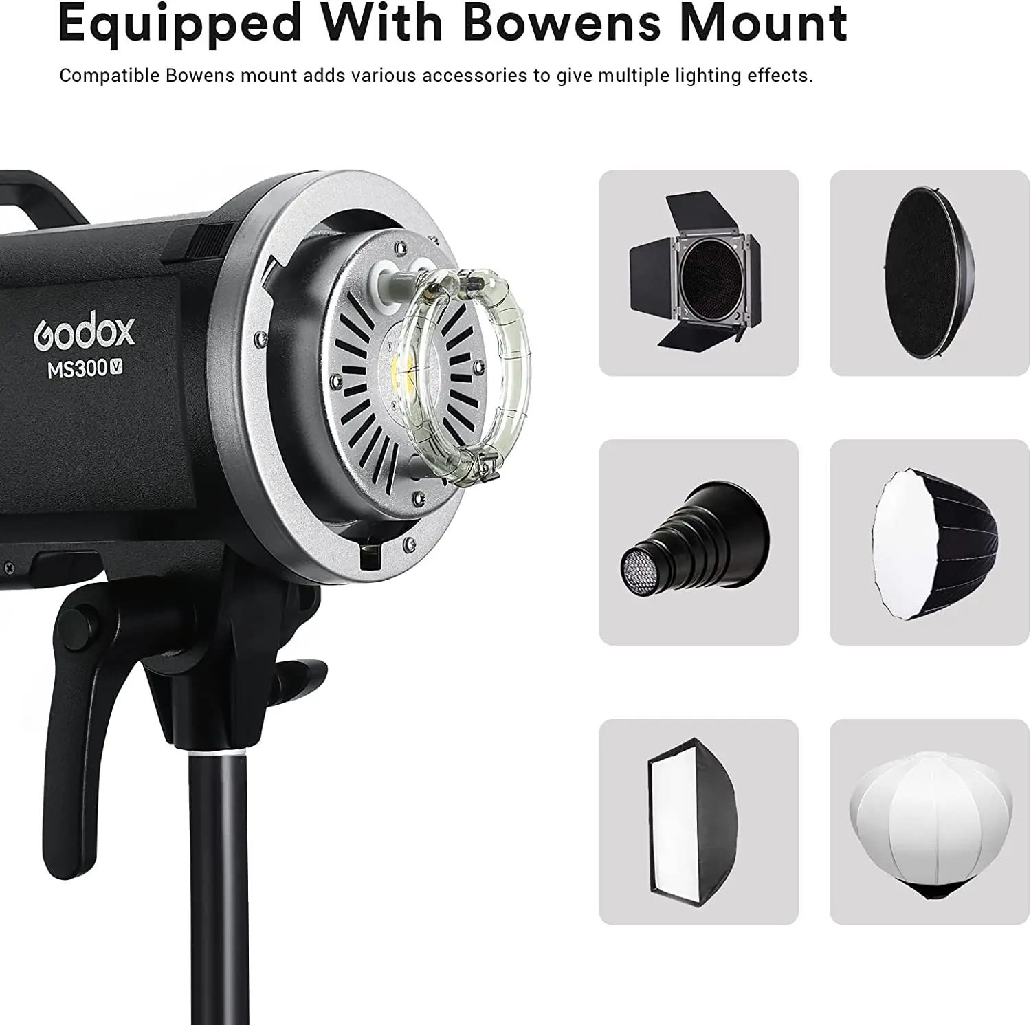 Godox MS300 V Compact Studio Flash 300W 2.4G Wireless Monolight Upgraded Modeling Lamp with Bowens Mount 2.4G Wireless X System 5