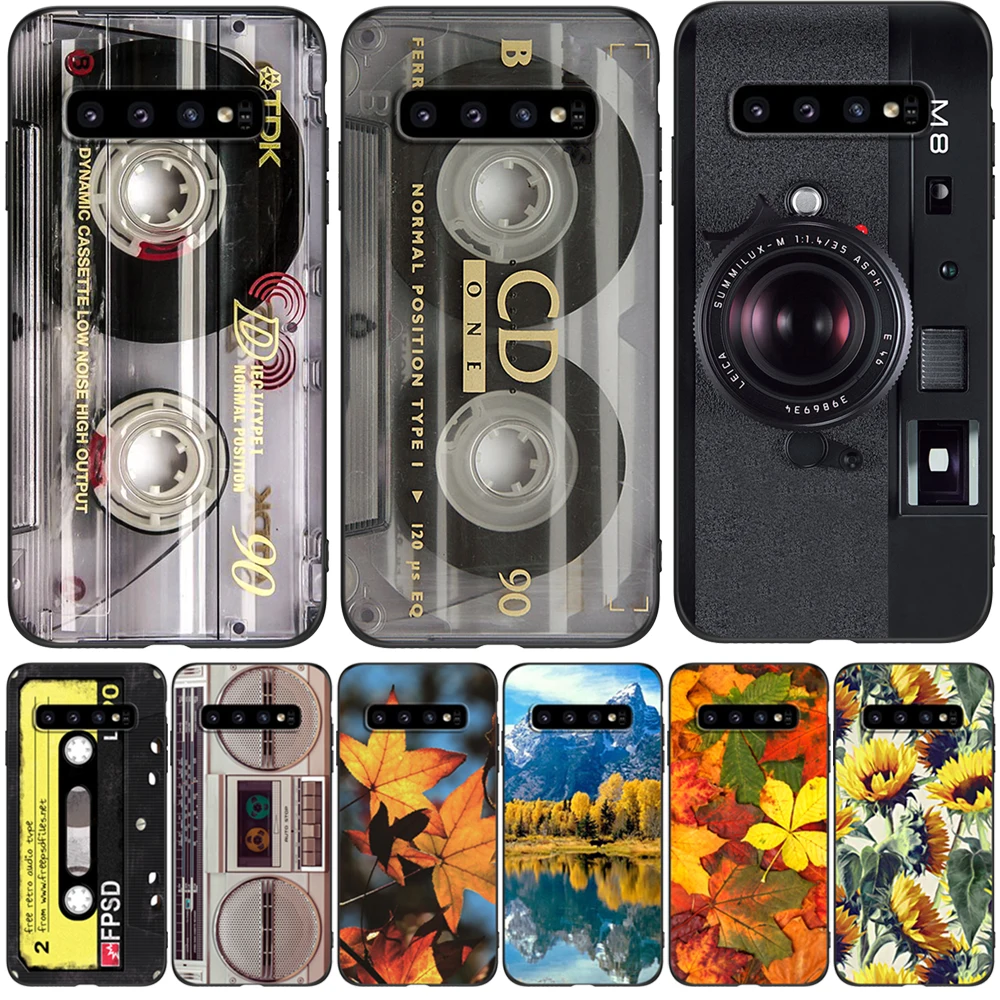 Per Samsung Galaxy S10 Custodia Per Samsung S10 Plus S10E Cover S10 + S10Plus S10 E Sm-G973F Custodia In Tpu Nero Retro Old Tape Cassette