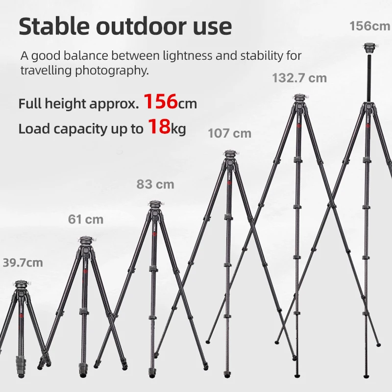 COMAN Zero Series F38 Y X V Light G W Travel Tripod Lightweight Full Carbon Fiber Outdoor Tripod For Dslr Camera Tripods Monopod 5