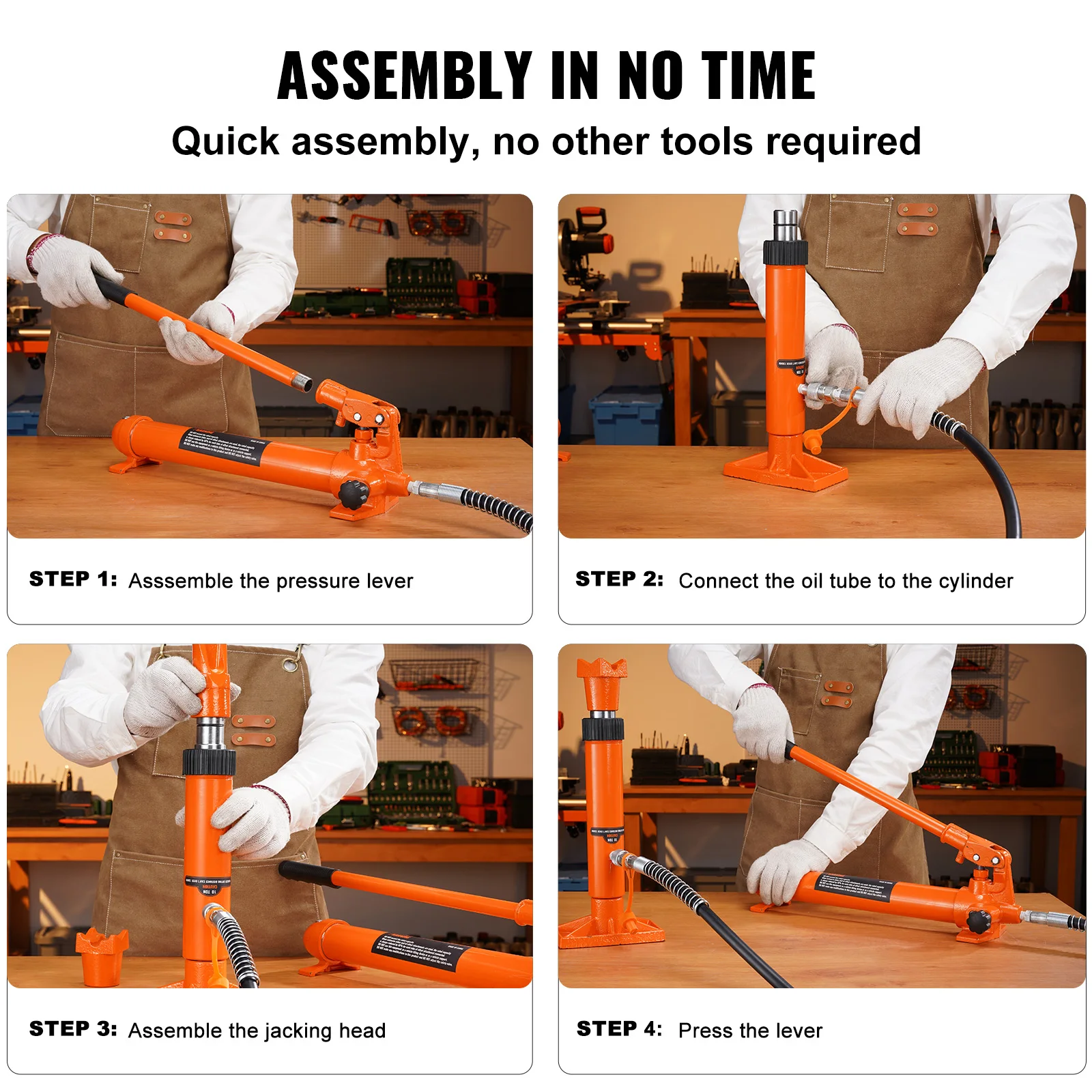 VEVOR 4/10/12/20 Ton Power Hydraulic Cylinder Jack Autobody Frame Repair Tool Kit Automotive Truck Lifting Jack Heavy Equipment 6