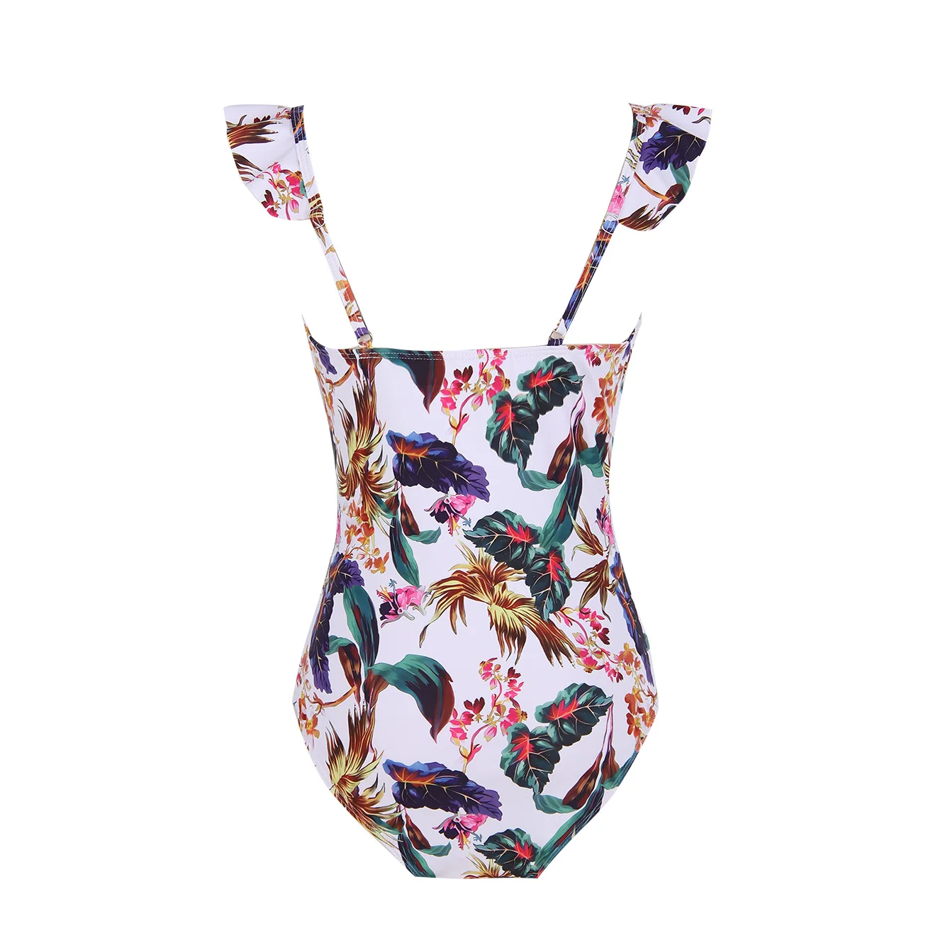 New Fashion Swimwear One-piece Swimsuit Women's Flying Edge Deep V Printing Sling High-waisted Bikini Summer Beach