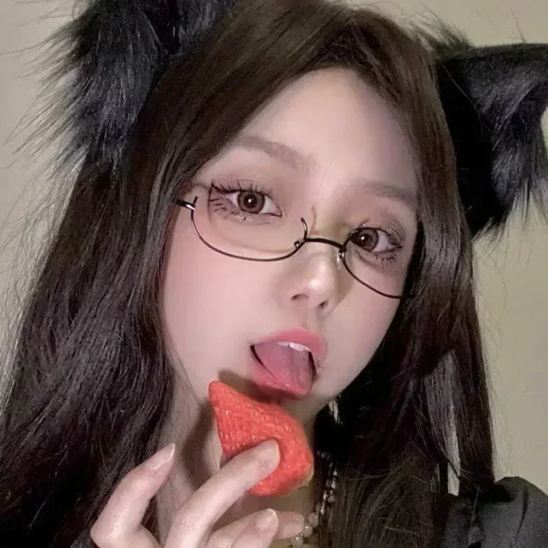 Fashion Eyeglasses Metal Frame Half Without Lens Girls Cosplay Party Decoration Y2K Photography