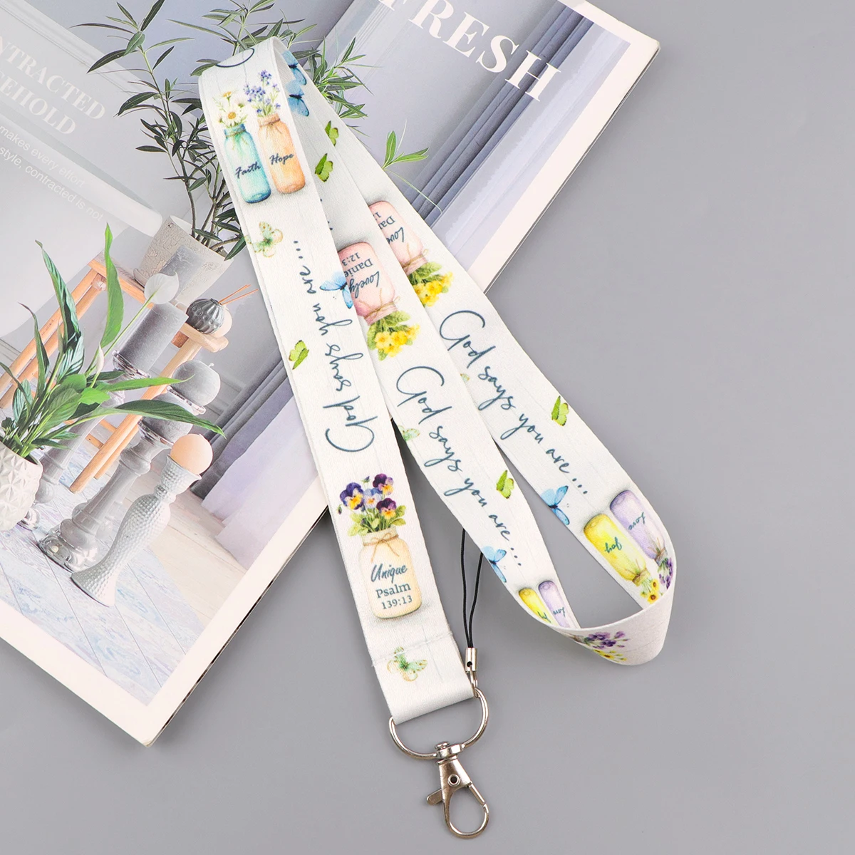 Vintage Frauen Mädchen Blume ID Abzeichen Halter Lanyards Neck Strap Tür Karte Fall Hängen Seil Schlüsselbund Visitenkarte Geschenk – Detail 7
