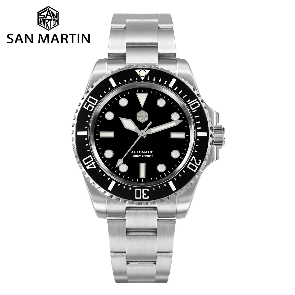 

San Martin New Men Diving Watch NH35 Luxury Automatic Mechanical Business Wristwatch Sapphire BGW-9 30 Bar Fly Adjustable Clasp