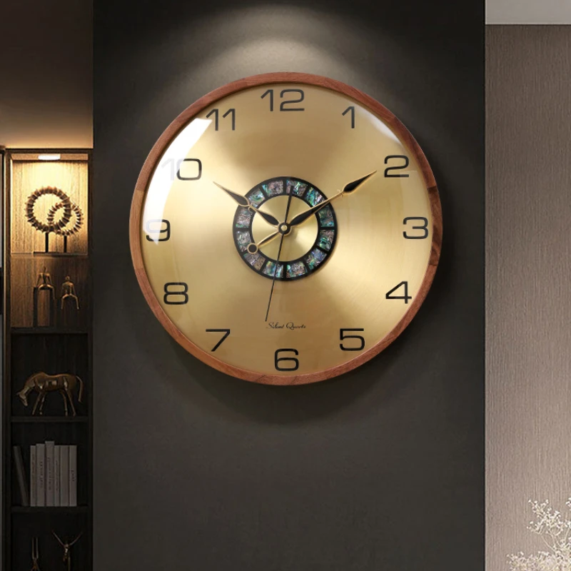 

Wall Clock New Chinese Style Wall Clock Living Room Home Wall Clock Light Luxury High Grade Atmosphere Clock Network