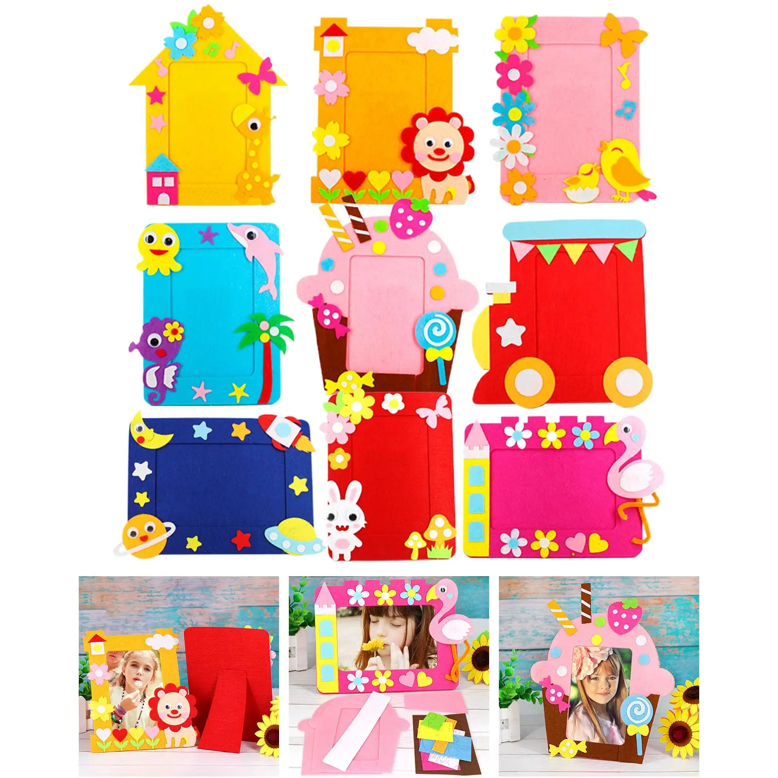 

9Pcs Colorful Picture s DIY Decoration Non Woven Toys Handmade Arts Photo Material Package Girls Gift Home