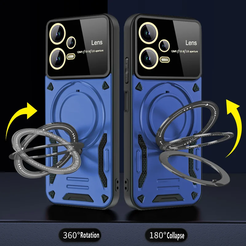 Armor Shockproof Phone Case With Stand Holder And Lens Protector_voghion.com