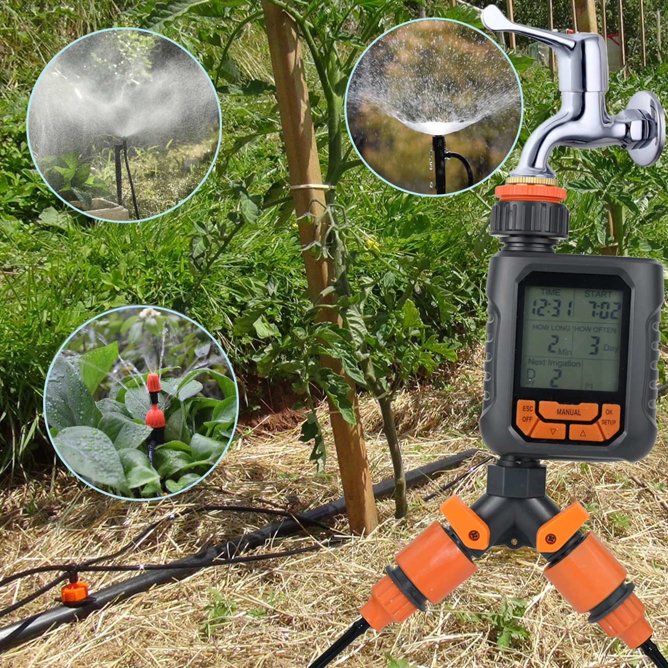 Garden Sprinkler Water Timer Automatic Programmable Digital Timer IP65 Waterproof for Lawn Watering System Irrigation Controller - 2