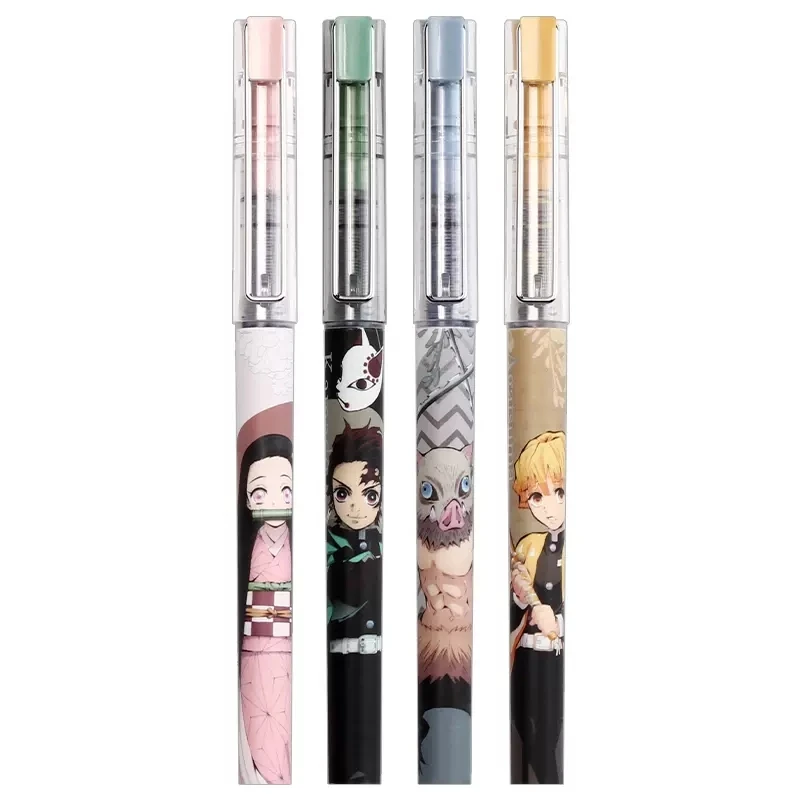 M&G 4/8pcs 0.5mm Black Ink Quick-drying Gel Pen Straight Liquid Ballpoint Pen Demon Slayer Anime Pen Office Sign Pen Stationery 17 styles japan anime demon slayer kimetsu no yaiba weapon sword model gel pen 0 5mm black refill cosplay prop kid student gift