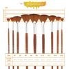 Artist Fan Paint Brushes Set 9pcs - Soft Anti-Shedding Nylon Hair Wood Long Handle Paint Brush Set for Acrylic Watercolor Oil 2