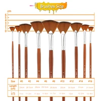 Artist Fan Paint Brushes Set 9pcs - Soft Anti-Shedding Nylon Hair Wood Long Handle Paint Brush Set for Acrylic Watercolor Oil 2