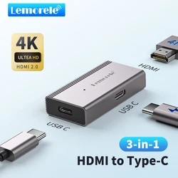 Lemorele HDMI to Type-c Adapter 4k 60Hz AR Glasses Converter USB-c Video Adapter for Xreal Airs,Rokid AR Head Mounted Display