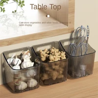 1/2/3pcs Kitchen Garlic Ginger And Onion Transparent Storage Basket Wall-Hanging Small Wall-Mounted Storage Box Storage Rack 2