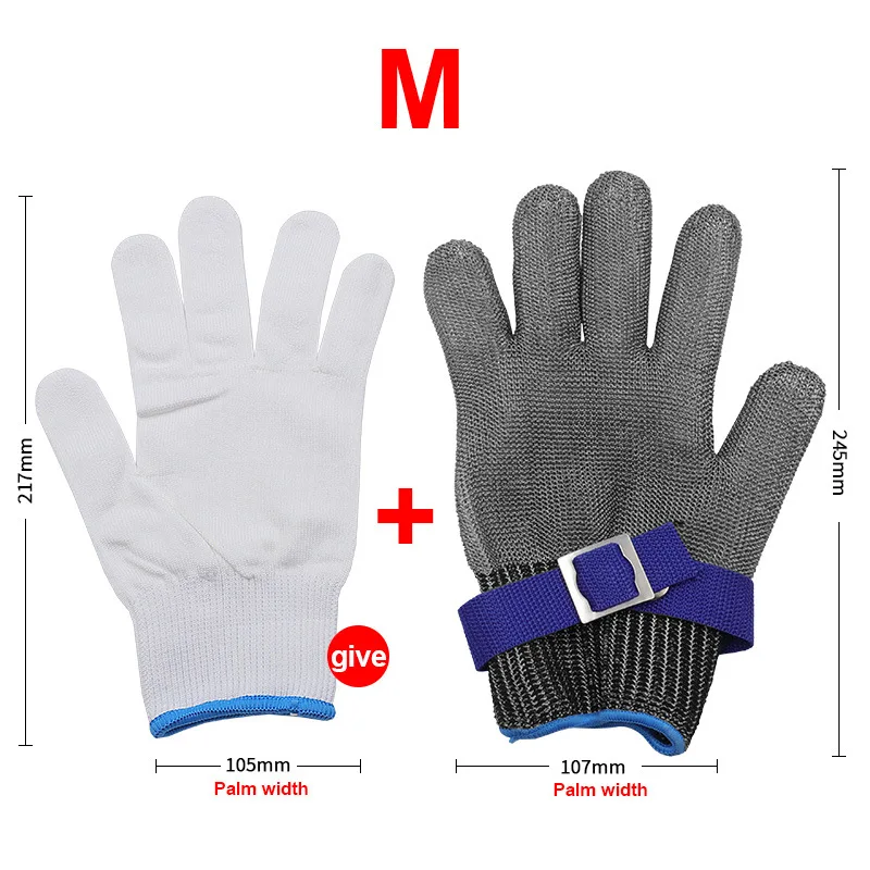 Metal Glove Stainless Steel Glove Stainless Steel Glove Cut Resistant Metal Mesh Chainmail Glove for Meat Cutting Chainsaw Work 6